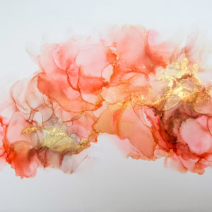 orange and gold alcohol ink art